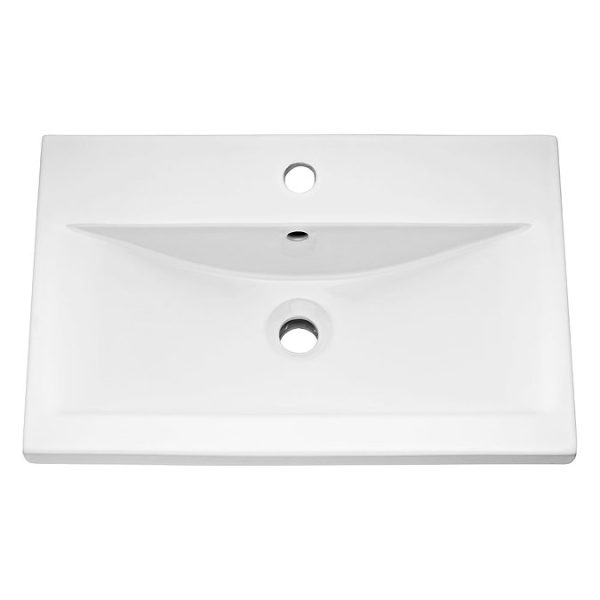 Arezzo 600 Matt Blue Wall Hung 2 Drawers Vanity Unit with Brushed Brass Handles - Image 3