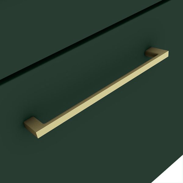 Arezzo 500 Matt Dark Green Wall Hung 1 Drawer Vanity Unit with Brushed Brass Handle - Image 4