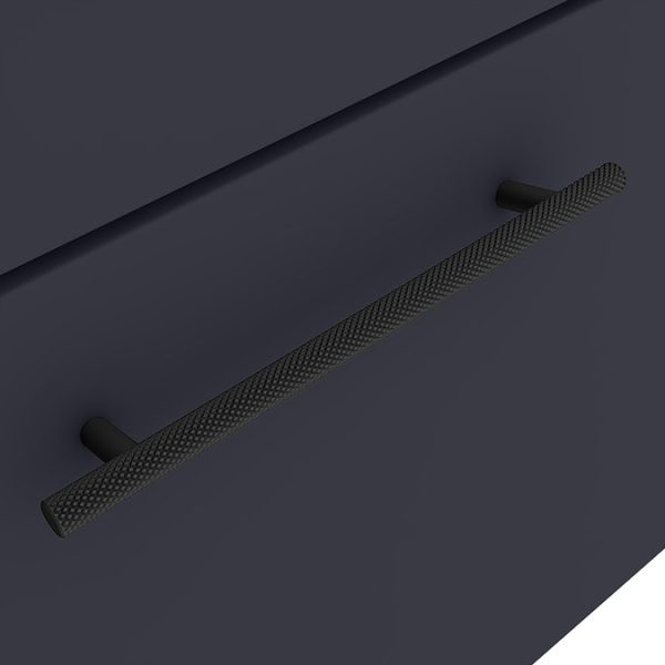 Arezzo Wall Hung Vanity Unit   Matt Blue   600mm with Industrial Style Black Handle - Image 4