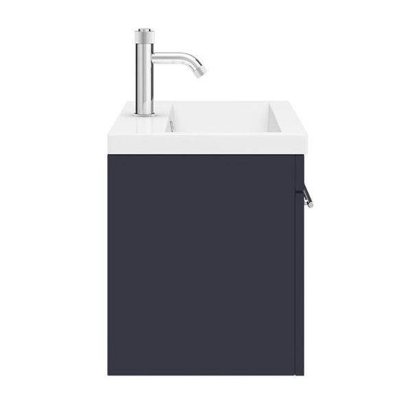 Arezzo Wall Hung Vanity Unit   Matt Blue   600mm with Industrial Style Chrome Handle - Image 2