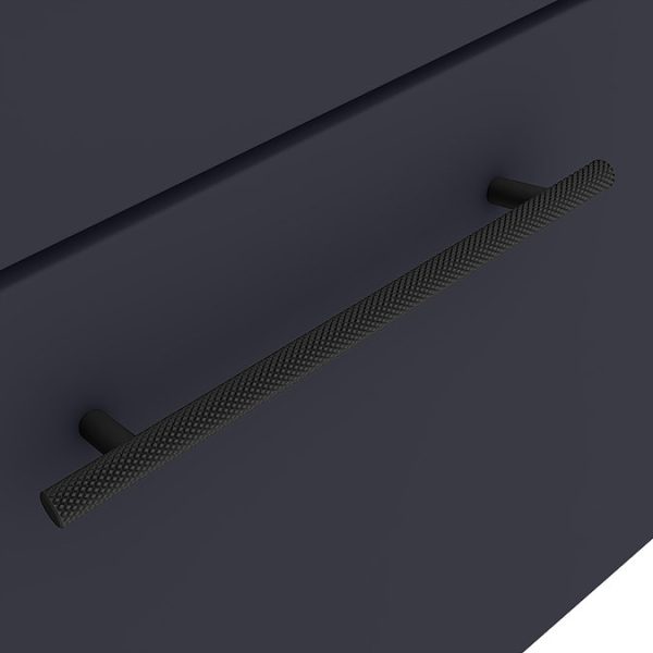 Arezzo Wall Hung Countertop Vanity Unit   Matt Blue   600mm with Industrial Style Black Handle - Image 3