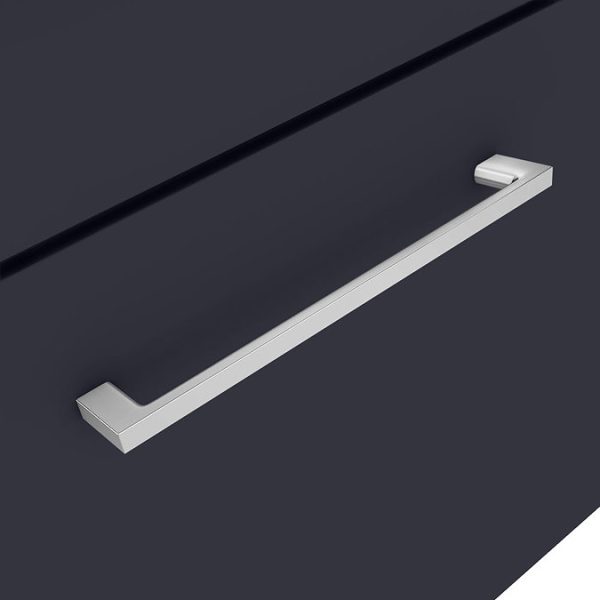 Arezzo Wall Hung Countertop Vanity Unit   Matt Blue   600mm with Grey Worktop & Chrome Handle - Image 3