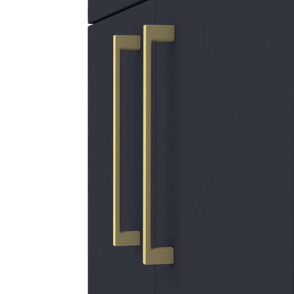 Arezzo Countertop Basin Unit   Blue with Brushed Brass Handles   600mm inc. Basin - Image 3