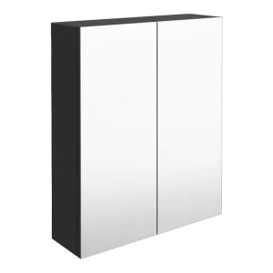 Arezzo 600 Matt Black 2 Door Mirror Cabinet