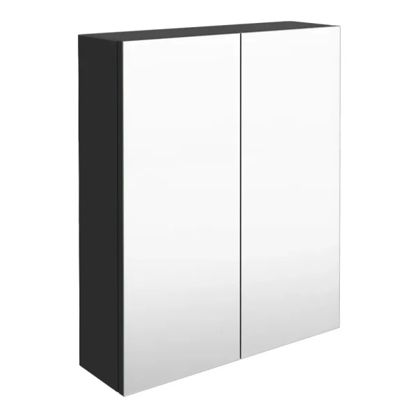 Arezzo 600 Matt Black 2 Door Mirror Cabinet