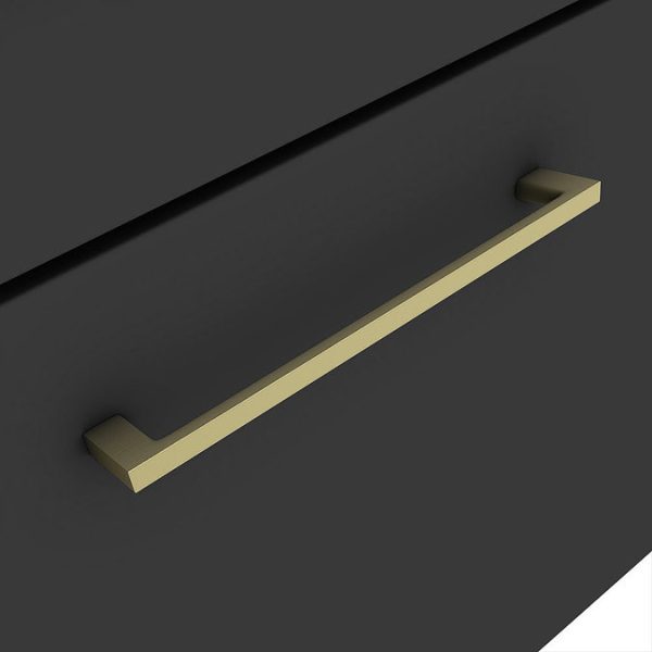 Arezzo 600 Matt Black Wall Hung 2 Drawers Vanity Unit with Brushed Brass Handles - Image 4