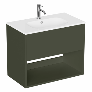 Britton Hackney Wall Mounted 700mm Vanity Unit & Basin   Matt Green