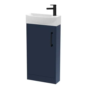 Arezzo Matt Blue 450mm 1TH Floor Standing Cloakroom Vanity Unit With Matt Black Handle