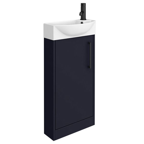Arezzo Matt Blue 450mm 1TH Floor Standing Cloakroom Vanity Unit With Matt Black Handle - Image 2