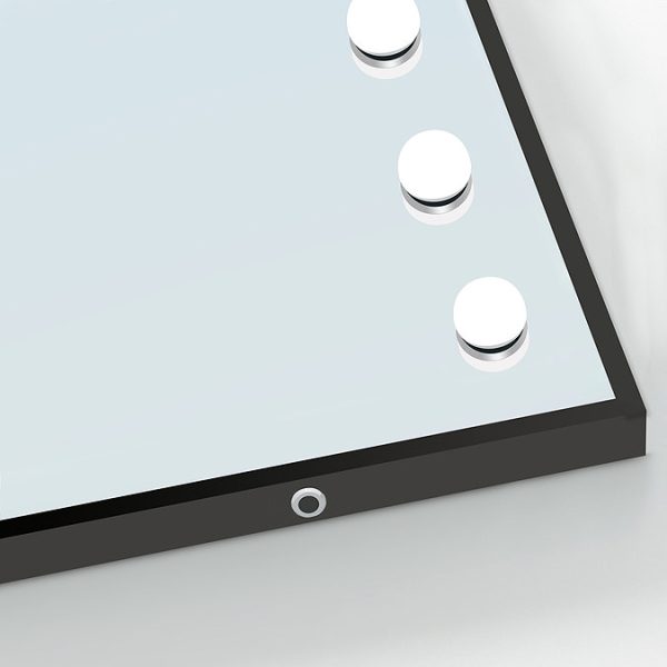 Arezzo Bulb Matt Black 500 x 700mm LED Illuminated Mirror with Motion Sensor + Anti Fog - Image 4