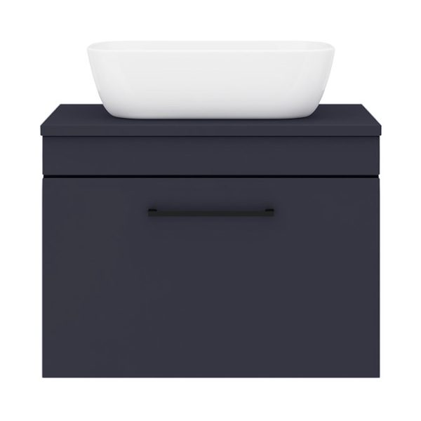 Arezzo Wall Hung Countertop Basin Unit   Blue with Black Handle   600mm inc. Basin - Image 6