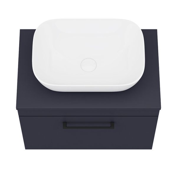 Arezzo Wall Hung Countertop Basin Unit   Blue with Black Handle   600mm inc. Basin - Image 2