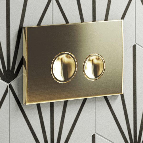 Arezzo Complete Wall Hung Toilet Set   Brushed Brass Flush - Image 3