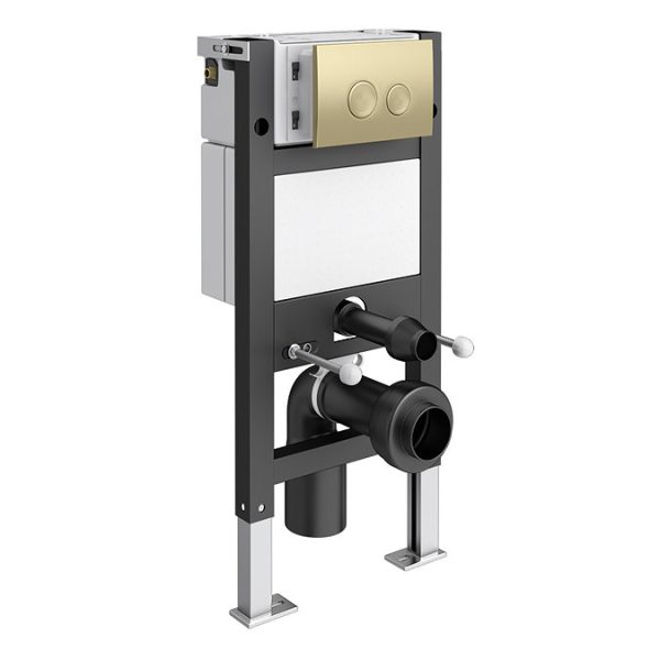 Arezzo Complete Wall Hung Toilet Set   Brushed Brass Flush - Image 9