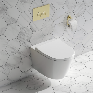 Arezzo Complete Wall Hung Toilet Set   Brushed Brass Flush