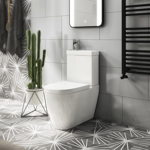 Arezzo Space Saving Combined Two In One Wash Basin + Rimless Toilet - Image 2