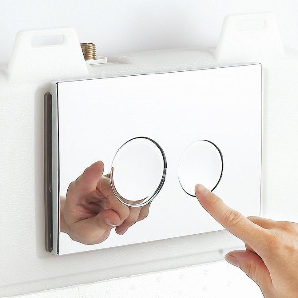 Compact Dual Flush Concealed WC Cistern with Wall Hung Frame with Round Button Chrome Flush & Modern Toilet - Image 3