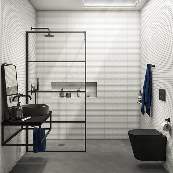 Arezzo Matt Black Complete Wall Hung Toilet Set   Matt Black Flush - Image 8