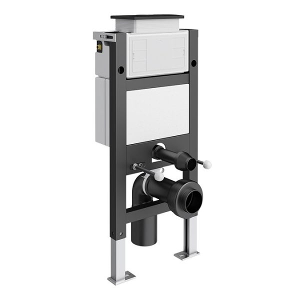 Arezzo Compact Toilet Frame with Wall Hung Toilet, Matt Black Flush Plate and Hinges - Image 10