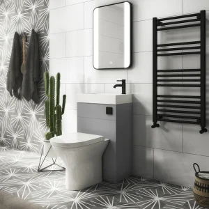 Arezzo Matt Grey Combined 2 In 1 Wash Basin & Toilet (500mm Wide x 300mm) incl. Black Flush