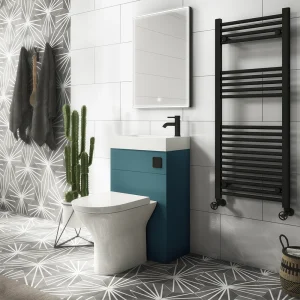 Arezzo Matt Teal Green 2 In 1 Wash Basin & Toilet (500mm Wide x 300mm) incl. Black Flush