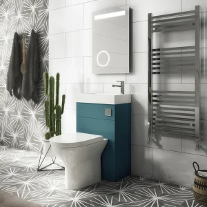 Arezzo Matt Teal Green 2 In 1 Wash Basin & Toilet (500mm Wide x 300mm) incl. Chrome Flush