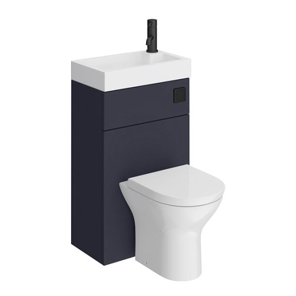 Arezzo Matt Blue 2 In 1 Wash Basin & Toilet (500mm Wide x 300mm) incl. Black Flush - Image 6