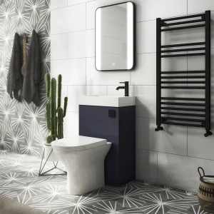 Arezzo Matt Blue 2 In 1 Wash Basin & Toilet (500mm Wide x 300mm) incl. Black Flush