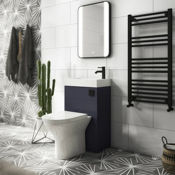 Arezzo Matt Blue 2 In 1 Wash Basin & Toilet (500mm Wide x 300mm) incl. Black Flush