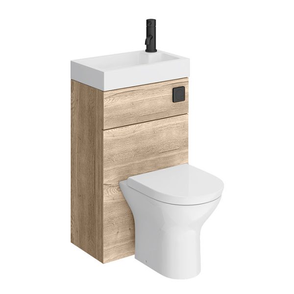 Arezzo Rustic Oak 2 In 1 Wash Basin & Toilet (500mm Wide x 300mm) incl. Black Flush - Image 6