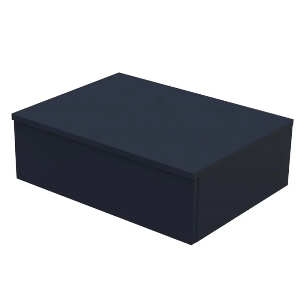 Arezzo Wall Hung Countertop Basin Shelf with Drawer   Matt Blue   600 x 450mm