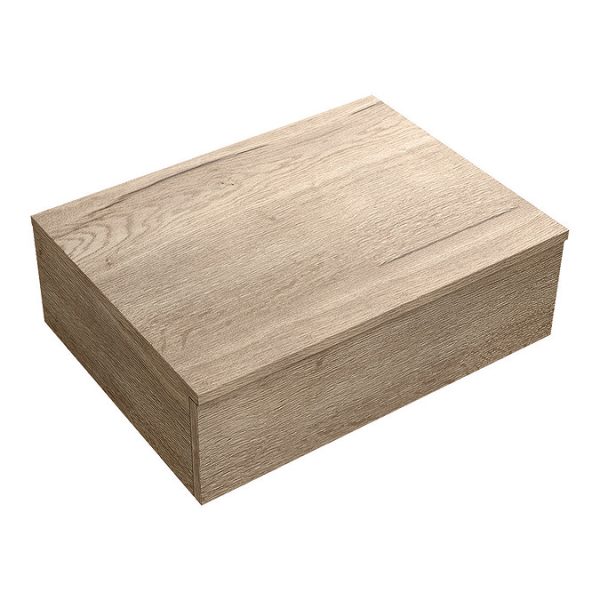 Arezzo Floating Basin Shelf with Drawer   Rustic Oak   600mm Incl. Curved Rectangular Basin - Image 4