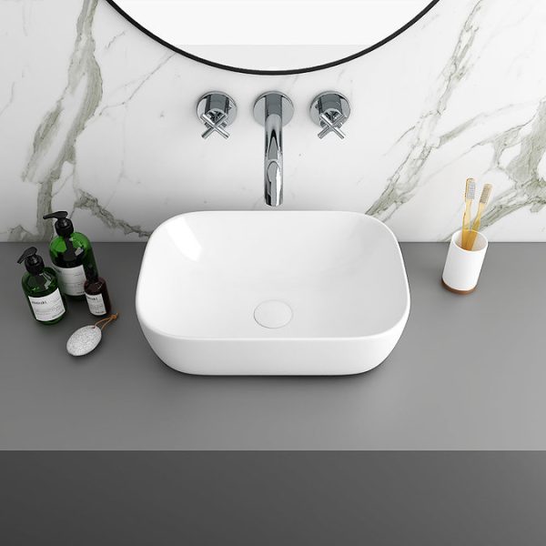 Arezzo Floating Basin Shelf with Drawer   Rustic Oak   600mm Incl. Curved Rectangular Basin - Image 5