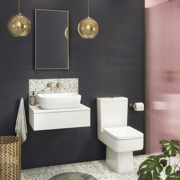 Arezzo Floating Basin Shelf with Drawer   Matt White   600mm inc. Curved Rectangular Basin - Image 5