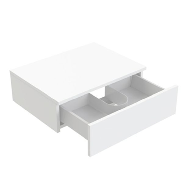 Arezzo Wall Hung Countertop Basin Shelf with Drawer   Matt White   600 x 450mm - Image 3