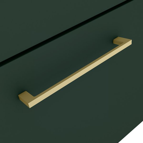 Arezzo 600 Matt Dark Green Floor Standing 2 Drawer Vanity Unit with Brushed Brass Handles - Image 4
