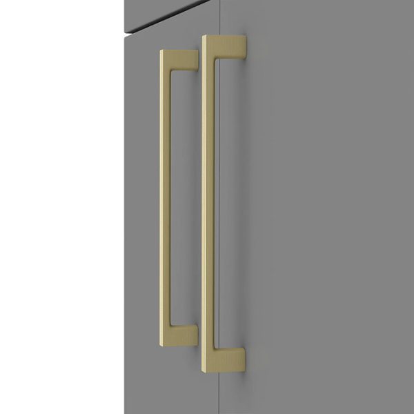 Arezzo 500 Matt Grey Floor Standing Vanity Unit with Brushed Brass Handles - Image 4