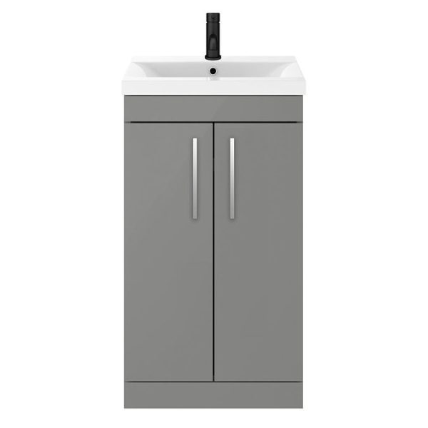 Arezzo 500 Matt Grey Floor Standing Vanity Unit with Chrome Handles - Image 2