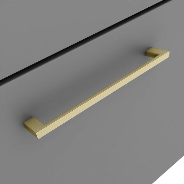 Arezzo 500 Matt Grey Wall Hung 1 Drawer Vanity Unit with Brushed Brass Handle - Image 4