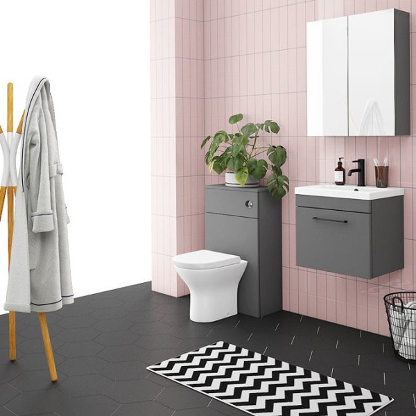 Arezzo 500 Matt Grey Wall Hung 1 Drawer Vanity Unit with Matt Black Handle - Image 6