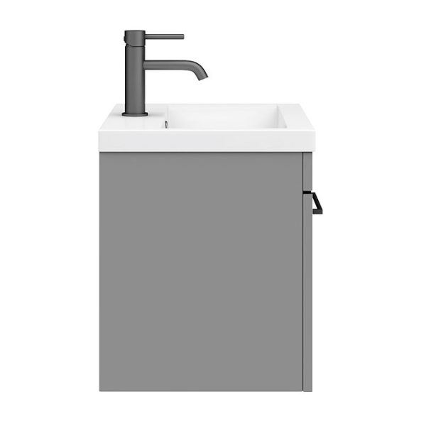 Arezzo 500 Matt Grey Wall Hung 1 Drawer Vanity Unit with Matt Black Handle - Image 2