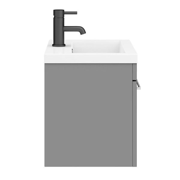 Arezzo 500 Matt Grey Wall Hung 1 Drawer Vanity Unit with Chrome Handle - Image 6