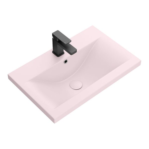 Arezzo 600 Matt Grey Floor Standing Vanity Unit with Matt Pink Basin + Black Handles - Image 3