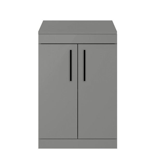 Arezzo Floor Standing Countertop Vanity Unit   Matt Grey   600mm with Matt Black Handles - Image 4