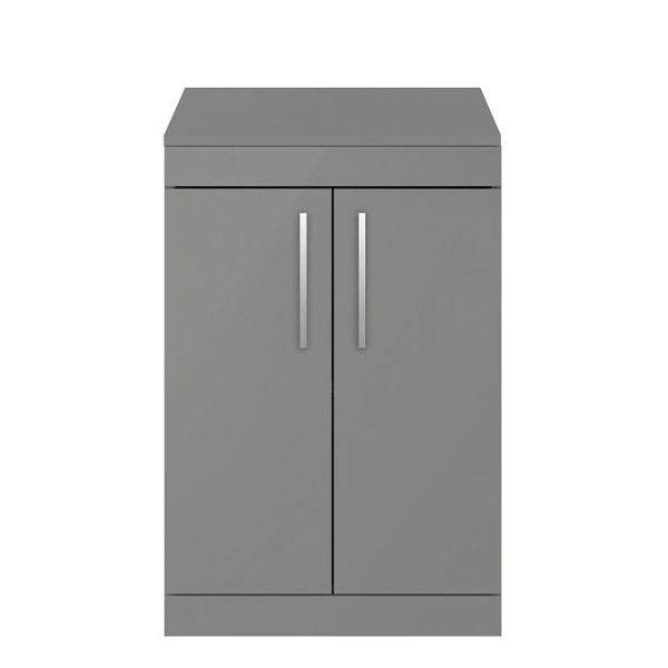 Arezzo Floor Standing Countertop Vanity Unit   Matt Grey   600mm with Chrome Handles - Image 4