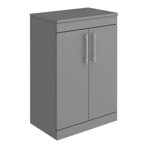 Arezzo Floor Standing Countertop Vanity Unit   Matt Grey   600mm with Industrial Style Chrome Handles