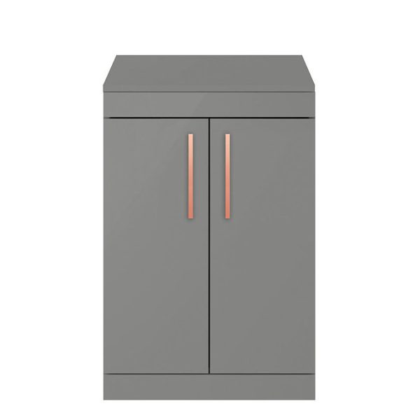 Arezzo Floor Standing Countertop Vanity Unit   Matt Grey   600mm with Rose Gold Handles - Image 3