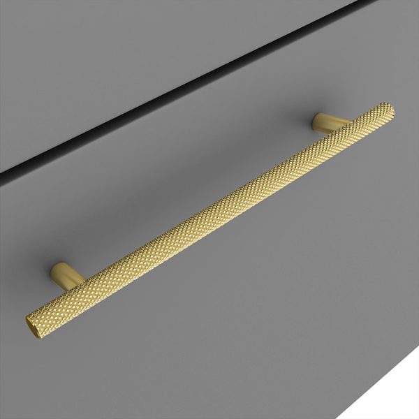 Arezzo Wall Hung Vanity Unit   Matt Grey   600mm with Industrial Style Brushed Brass Handle - Image 4