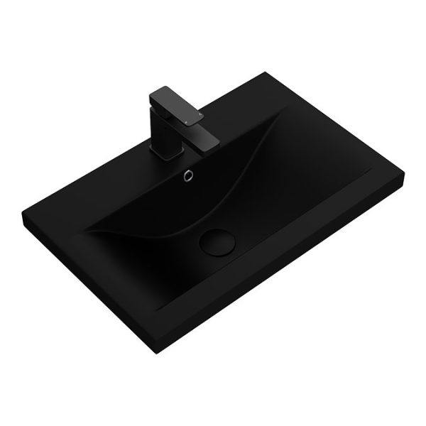 Arezzo 600 Matt Grey Wall Hung Vanity Unit with Matt Black Basin + Black Handle - Image 3