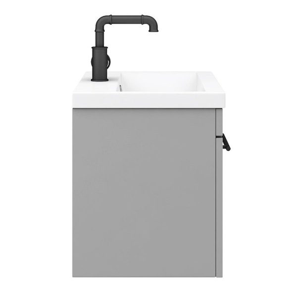 Arezzo Wall Hung Vanity Unit   Matt Grey   600mm with Industrial Style Black Handle - Image 7